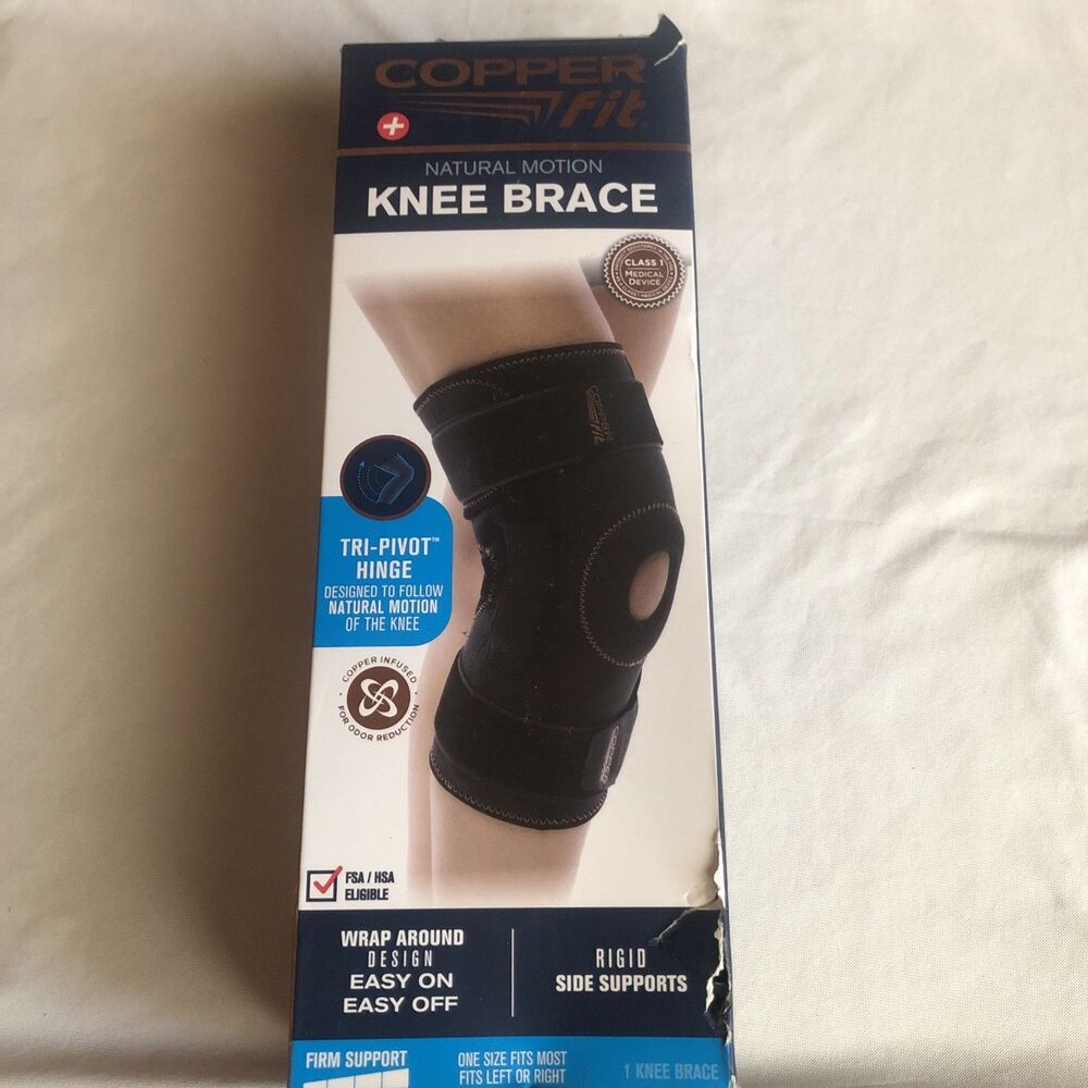 Copper Fit NATURAL MOTION Knee Brace, Tri-Pivot Hinge, Adjustable, One Size 1ct